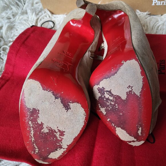 Christian Louboutin Treopli Velours 120 In naturale/taupe color Size 35.5 - Picture 5 of 8